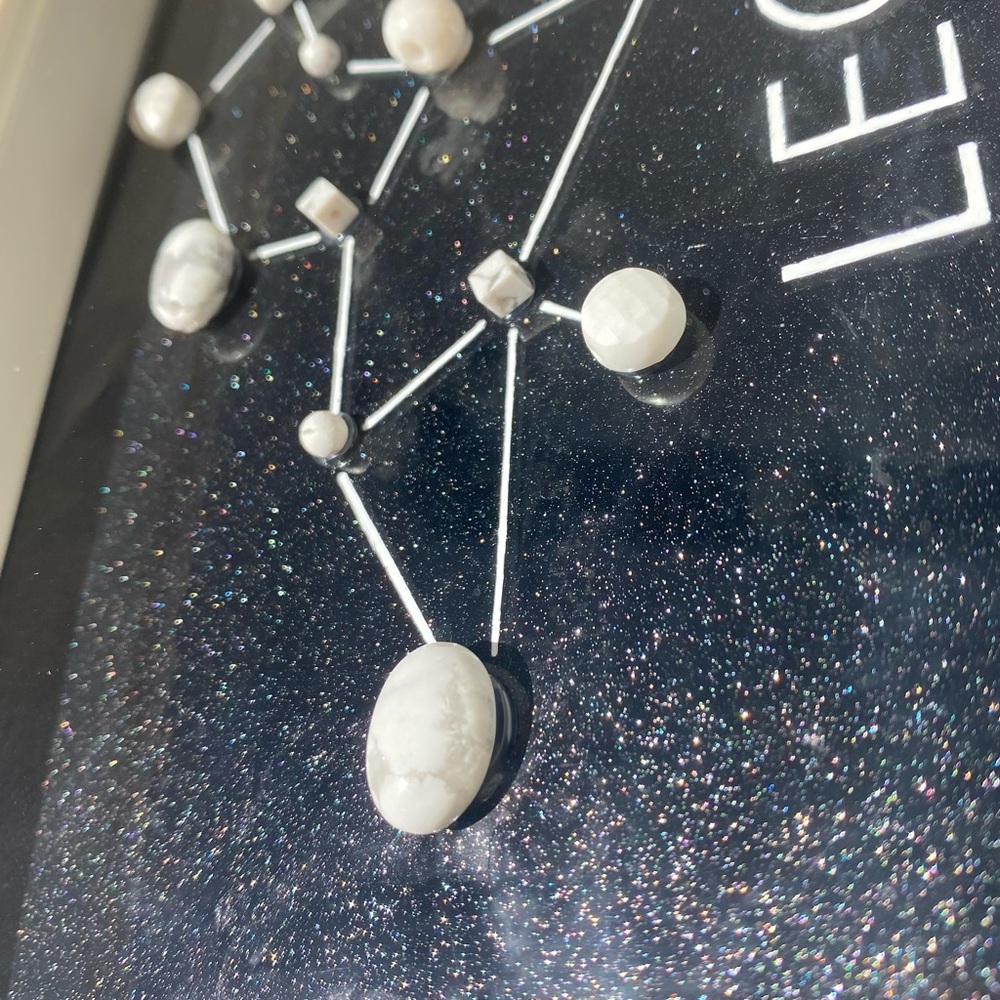 Handmade Horoscope Art LEO Star Constellation Beads Shadow Box 6x8 inches - Picture 3 of 9